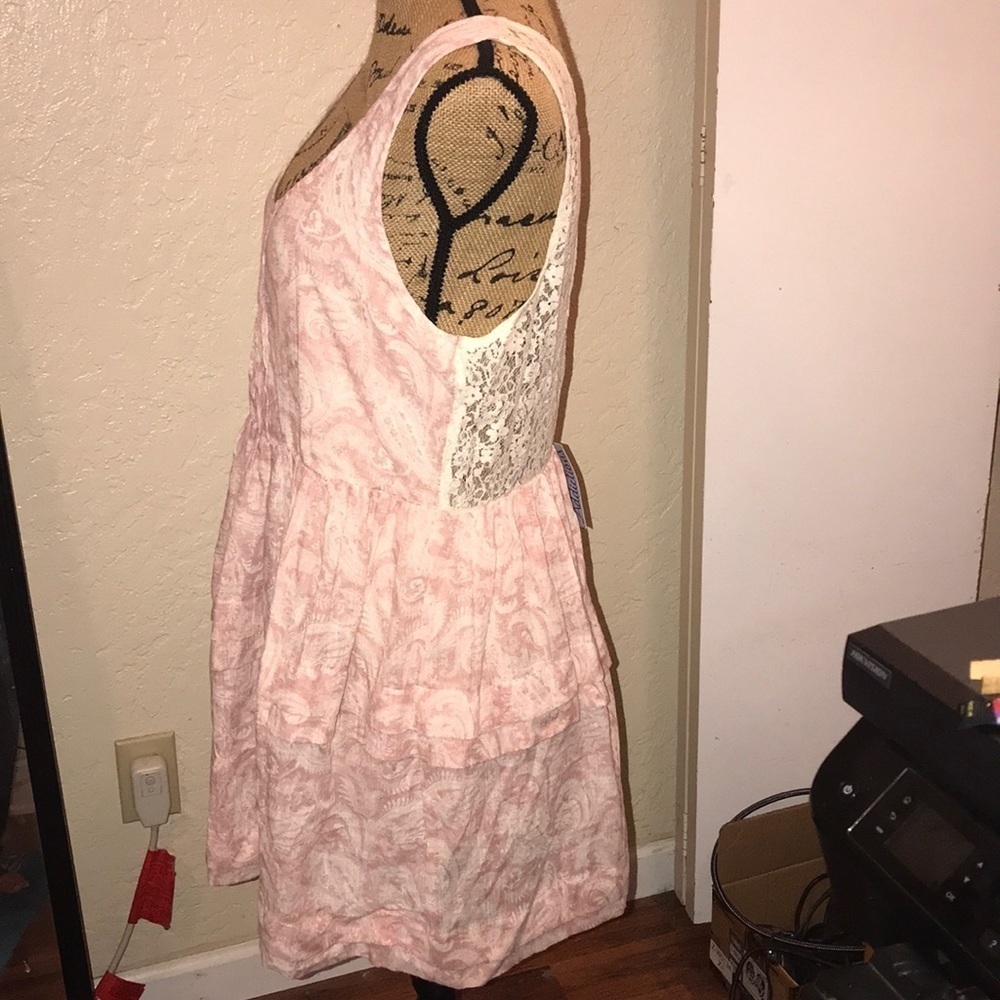 En Creme cream and pink cotton boutique dress. D101 - Picture 2 of 8